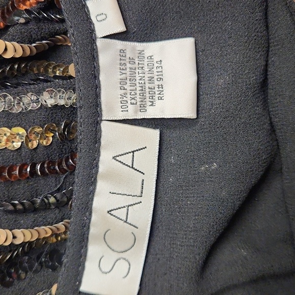 SCALA Vintage Black Metallic Gold Silver Copper Sequins Tunic Mini Dress Size 0 - Picture 12 of 15